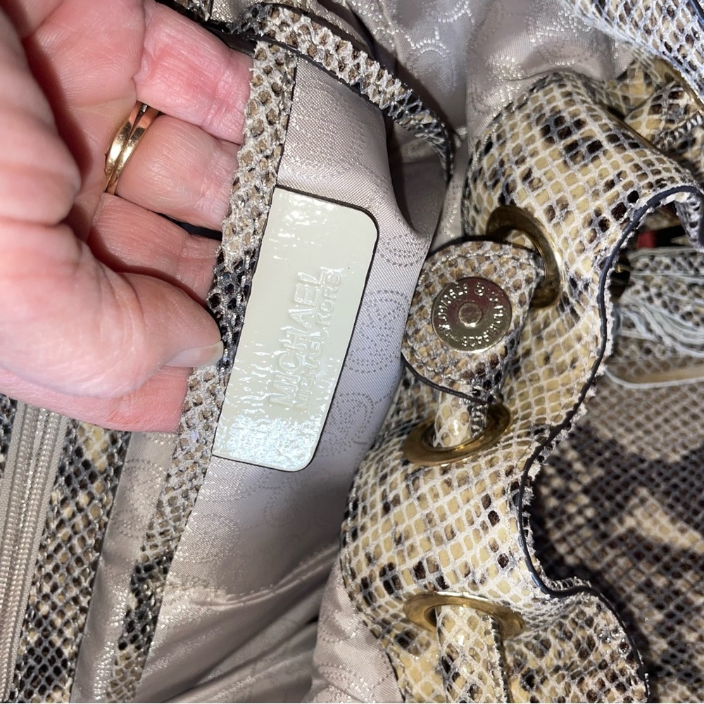 MICHAEL KORS Python Embossed Leather Ring Handle … - image 5